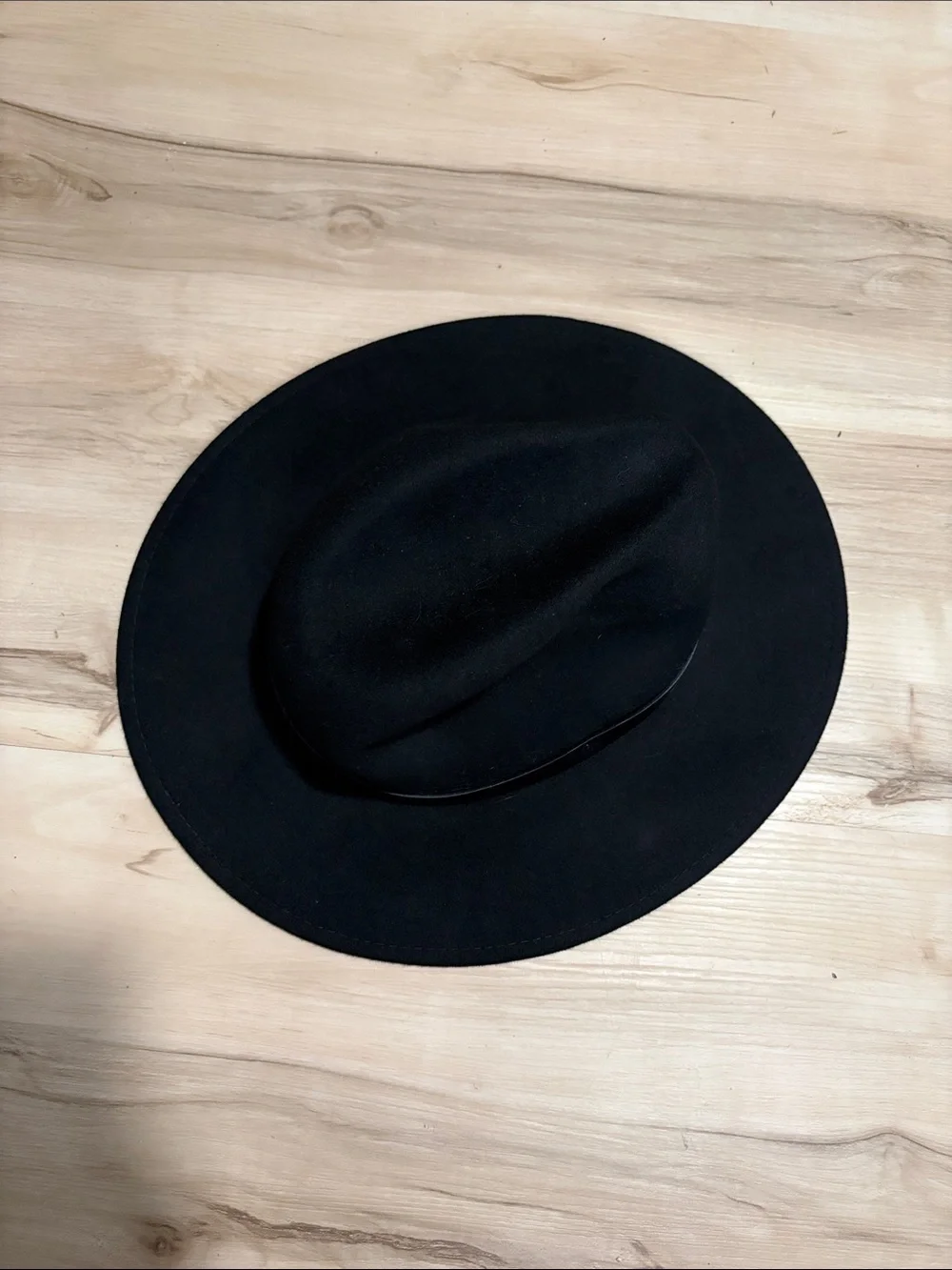 Free People Black Wool Wide Brim Fedora Rancher Hat one size winter fall boho